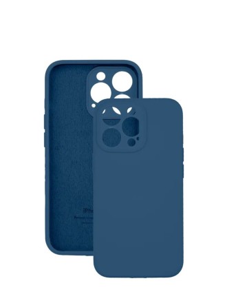 Чехол мягкий для iPhone 15 Pro с защитой камеры, темно синий