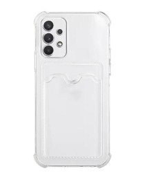 Противоударный силиконовый чехол с карманом для карт для Samsung Galaxy M23 5G, прозрачный