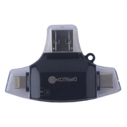 Универсальный картридер COTEetCI 4 в 1 OTG/USB/MicroUSB/Apple Lightning 8-pin/USB Type-C
