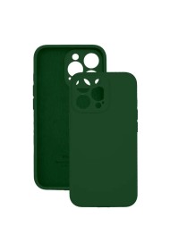 Чехол мягкий для iPhone 15 Pro с защитой камеры, темно зеленый