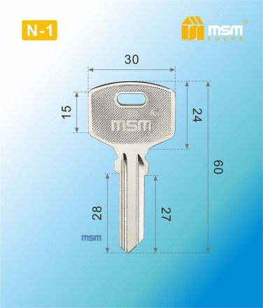 Заготовка ключа, простой, N-1 - 5 шт