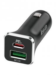 Автомобильное зарядное устройство USB Type-C + USB A QC 3.0, PD 18Вт AZ-15 ISA, черный