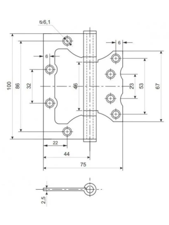 Петля накладная - ПНУ-100 бронза - 2шт