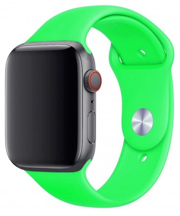 Ремешок силиконовый для Apple Watch 42mm/44mm/45mm, ярко-зелёный