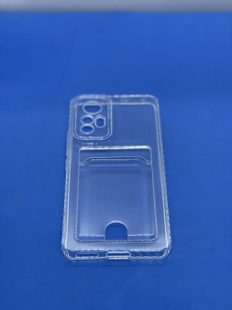 Противоударный силиконовый чехол с карманом для карт для Xiaomi Mi 12 Lite, прозрачный