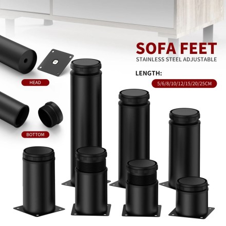 Опора/ножка мебельная металлическая черный 80мм - 4 шт