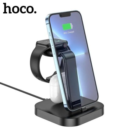 Беспроводное зарядное устройство для iPhone/Apple Watch/Airpods HOCO CW43 3-в-1 настольная