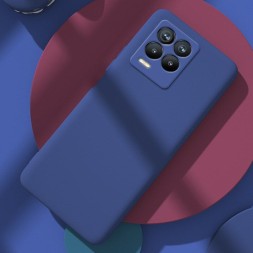 Чехол бархатный Silicone Cover для Realme 8 Pro, темно синий