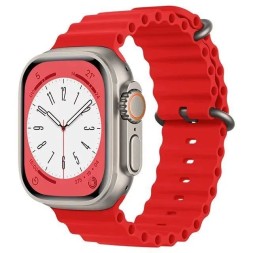 Ремешок силиконовый волнистый для Apple Watch 38mm/40mm/41mm, красный