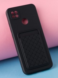 Чехол силиконовый для Xiaomi Redmi 9С с кармашком для карт и защитой камеры, черный