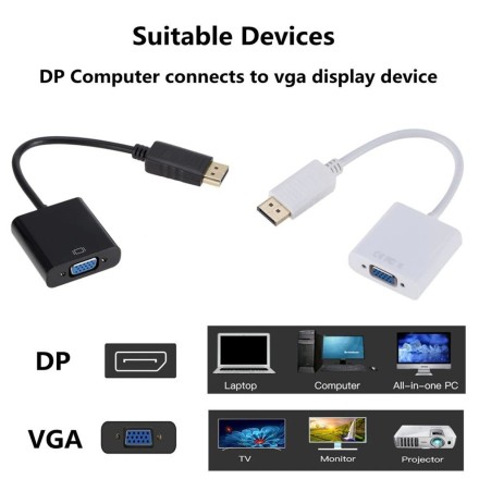Переходник адаптер Display Port DP 20 pin - VGA 15 pin, 1080P, 25 см