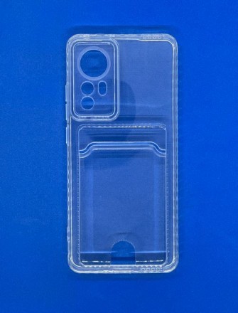 Противоударный силиконовый чехол с карманом для карт для Xiaomi Mi 12X, прозрачный