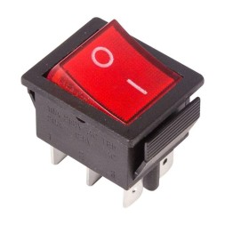 Клавишный выключатель Rexant 36-2350, 250 В, 15 А, ON-ON, 6с, красный, с подсветкой - 2 шт