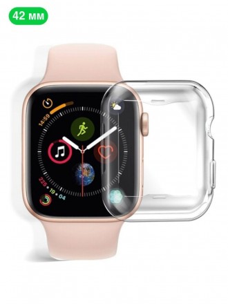 Чехол силиконовый для Apple Watch 42 mm, прозрачный