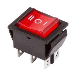 Клавишный выключатель Rexant 36-2390, 250 В, 15 А, ON-OFF-ON, 6с, красный, с подсветкой - 2 шт