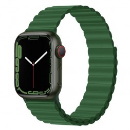 Силиконовый магнитный ремешок для Apple Watch 2/3/4/5/6/7 серии - 38/40/41 размер, зеленый