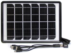 Солнечная панель с подставкой и с кабелями для типов сзу - 12 ватт, 2000mah, 37x26см