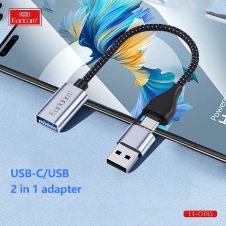 Переходник на USB 2в1 для Type C/USB выход Earldom OT83