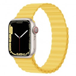 Силиконовый магнитный ремешок для Apple Watch 2/3/4/5/6/7 серии - 38/40/41 размер, желтый
