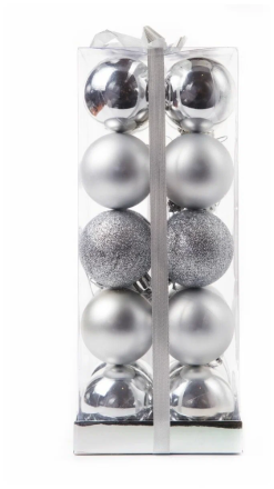 Набор пластиковых шариков для елки 50 мм, 20 шт, серебрянный