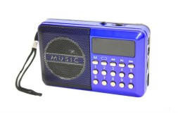 Радио приемник с аккумулятором и с флешкой - AUX 3.5mm, USB, microSD, компактный радиоприемник, синий