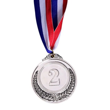 Медаль призовая 2 место, серебряный цвет