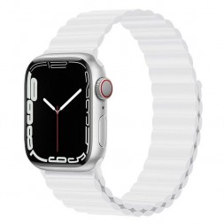 Силиконовый магнитный ремешок для Apple Watch 2/3/4/5/6/7 серии - 42/44/45 размер, белый