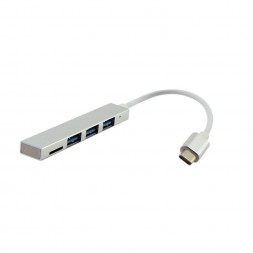 Переходник Type C на USB 3.0 HUB + TF кардридер для Macbook и смартфона, серебристый