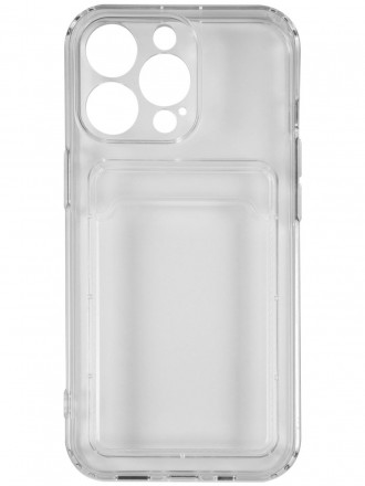 Чехол силиконовый с кармашком для iPhone 13, прозрачный