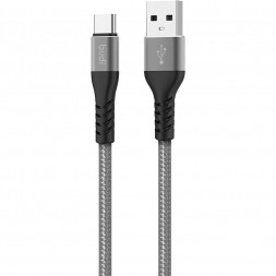 Кабель Budi 2.0 USB на USB-C, 2.4A, 2 метра, серый