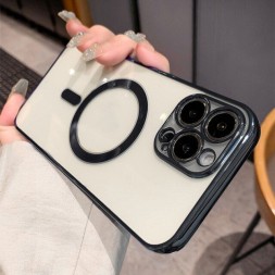 Чехол шикарный с защитой камеры и с поддержкой Magsafe для iPhone 14 Pro Max, черный