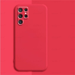 Чехол бархатный Silicone Cover для Samsung Galaxy S22 Ultra, красный