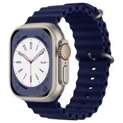 Ремешок силиконовый волнистый для Apple Watch 42mm/44mm/45mm/49mm, темно-синий