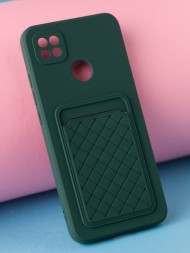 Чехол силиконовый для Xiaomi Redmi 9C с кармашком для карт и защитой камеры, тёмно-зелёный