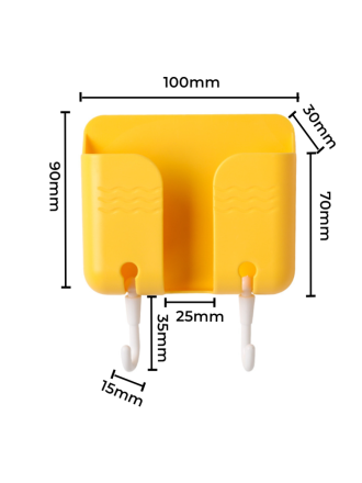 Универсальный настенный держатель для телефона с крючками, желтый - 2шт