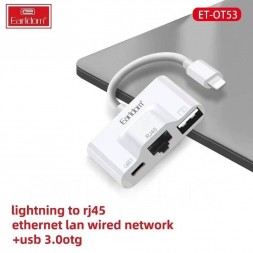 Переходник смартфона адаптер Lightning to RJ45 LAN USB3.0 Type-C OT53