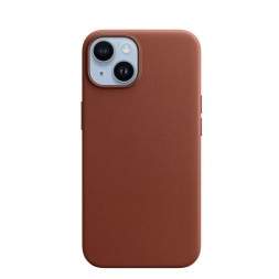 Кожаный чехол для iPhone 14 с поддержкой Magsafe, коричневый