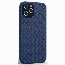 Чехол плетеный силиконовый для iPhone 14 Pro, темно-синий