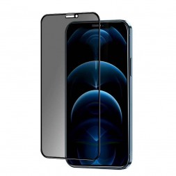 Защитное стекло Антишпион для iPhone 12 Mini на полный экран, черное