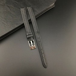 Ремешок для часов кожаный 12 мм, цвет черный - 2шт