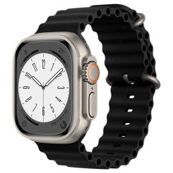Ремешок силиконовый волнистый для Apple Watch 42mm/44mm/45mm/49mm, черный