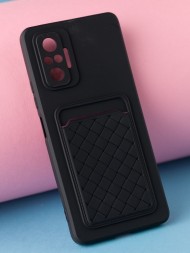 Чехол силиконовый для Xiaomi Redmi Note 10 с кармашком для карт и защитой камеры, черный