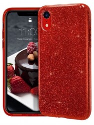 Чехол силиконовый с блестками для iPhone XR, красный