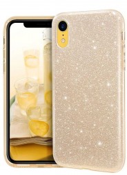 Чехол силиконовый с блестками для iPhone XR, золотой