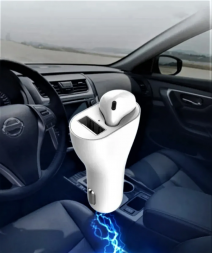 Автомобильная Bluetooth-гарнитура Tranyoo A2 с зарядным устройством в прикуриватель 2 в 1, белый