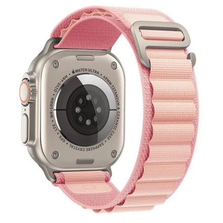 Ремешок нейлоновый для Apple Watch series 42 44 45 49 Ultra розовый