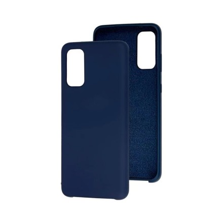Чехол бархатный Silicone Cover для Samsung Galaxy S20 Plus, темно синий