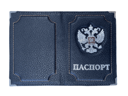 Обложка для паспорта с 3D гербом, черный