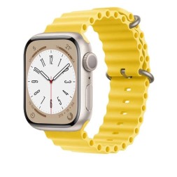 Ремешок силиконовый волнистый для Apple Watch 42mm/44mm/45mm/49mm, желтый