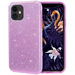 Чехол силиконовый с блестками для iPhone 11, фиолетовый